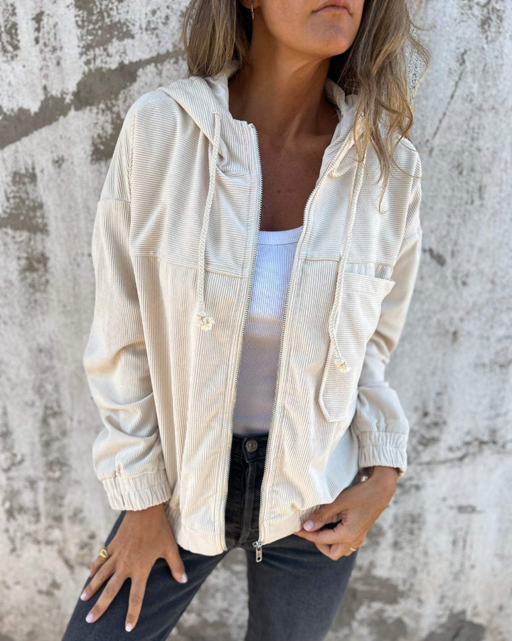 Ella™ | Cord Hooded Jacket with Zipper