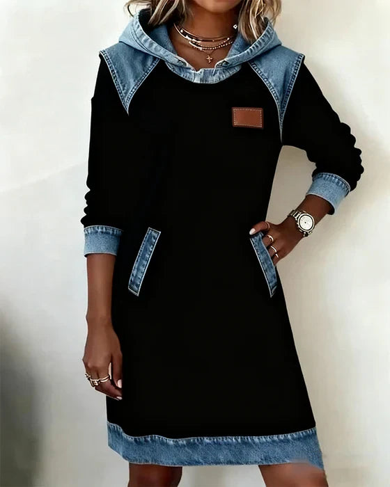 Katnise | Casual Hooded Dress with Contrasting Style