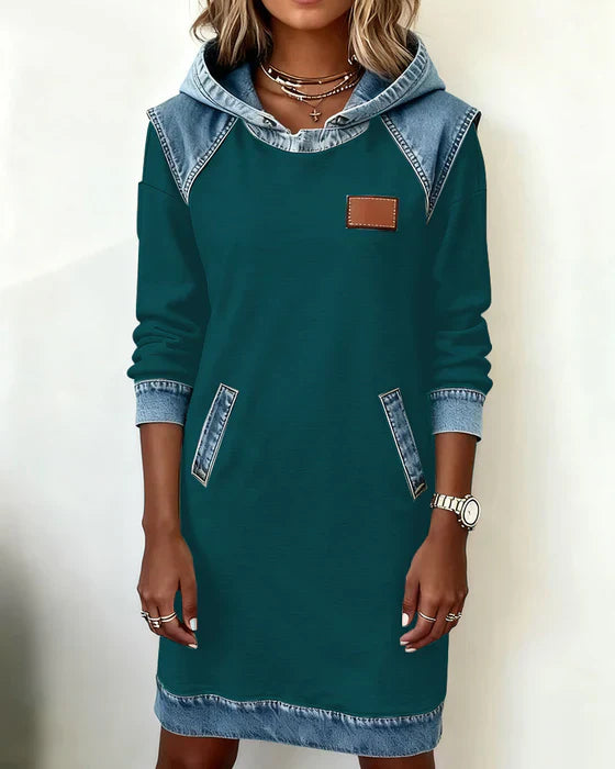 Katnise | Casual Hooded Dress with Contrasting Style