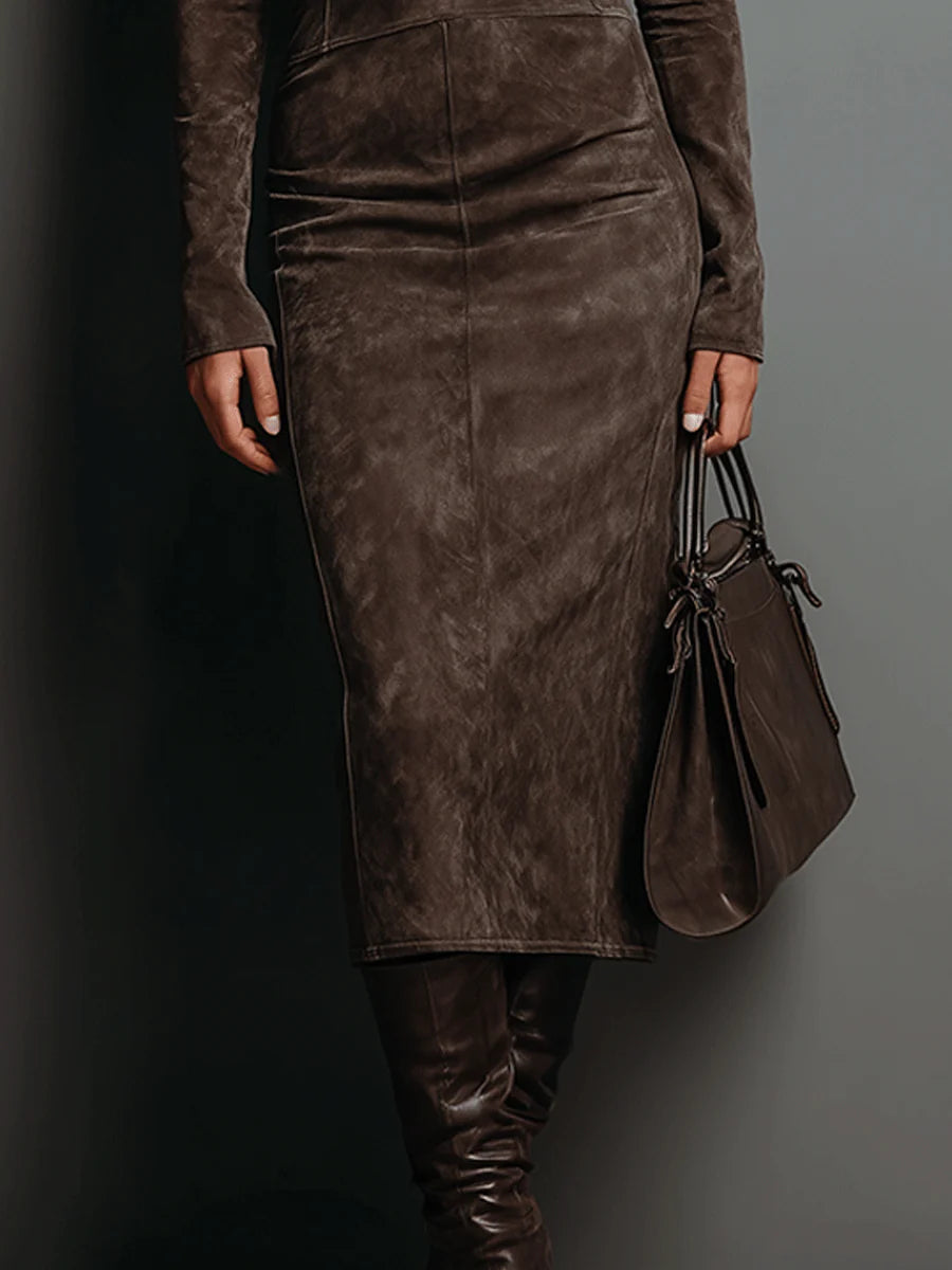 Kiana | Suede Midi Dress