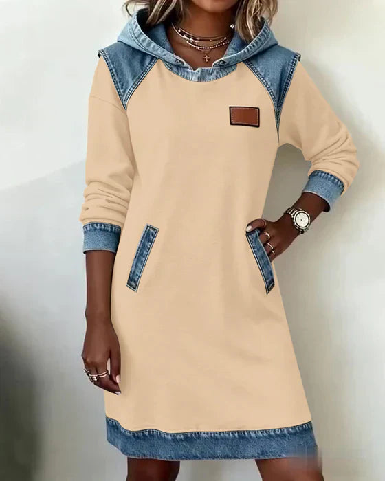 Katnise | Casual Hooded Dress with Contrasting Style