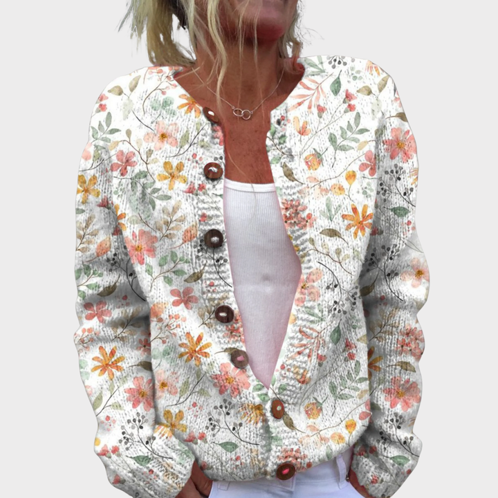 Cute and Fresh Little Flowers Print Buttoned Cardigan Sweater