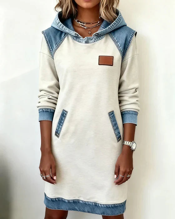 Katnise | Casual Hooded Dress with Contrasting Style