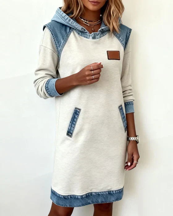 Katnise | Casual Hooded Dress with Contrasting Style