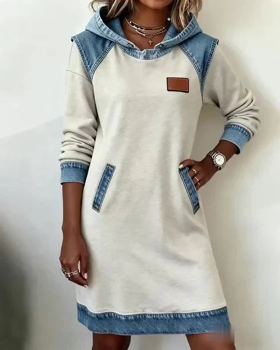 Katnise | Casual Hooded Dress with Contrasting Style