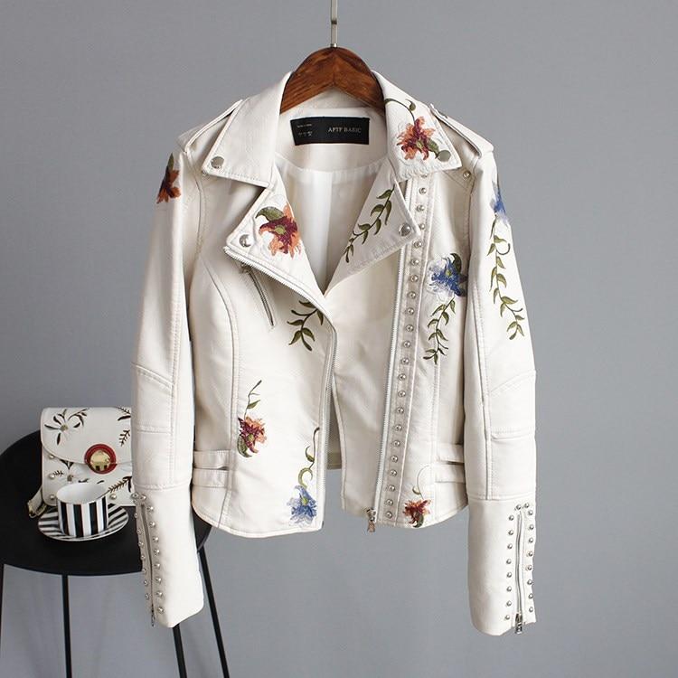 Ell | Stylish Embroidered Leather Jacket