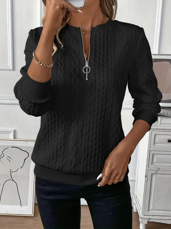 Lynne | Cable-Knit Zip Sweatshirt