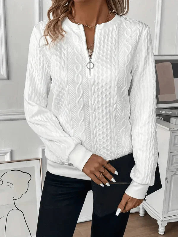 Lynne | Cable-Knit Zip Sweatshirt