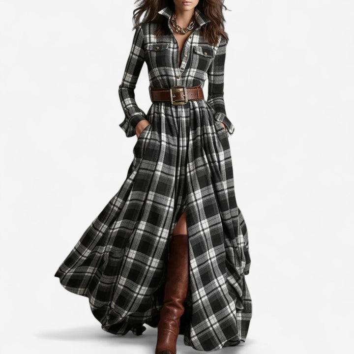 Aria™ | Timeless Checkered Maxi Dress