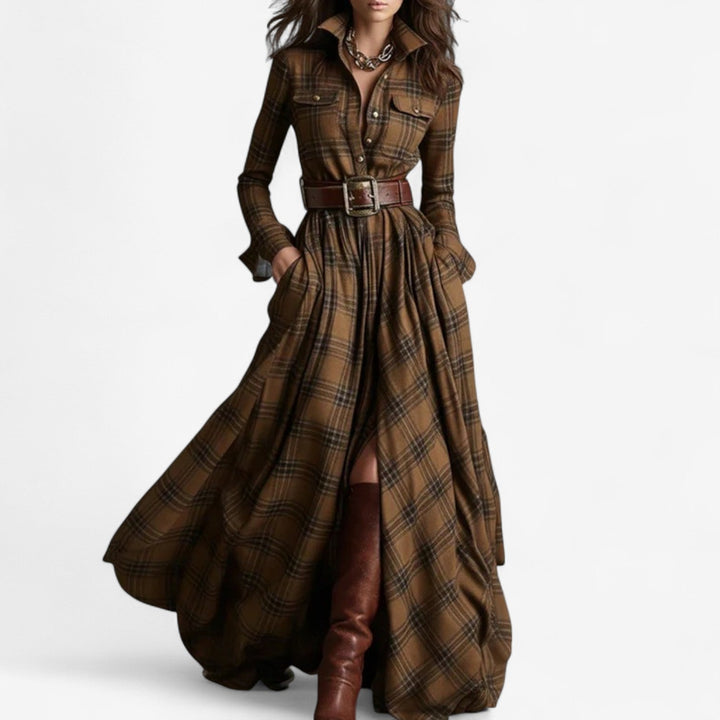Aria™ | Timeless Checkered Maxi Dress