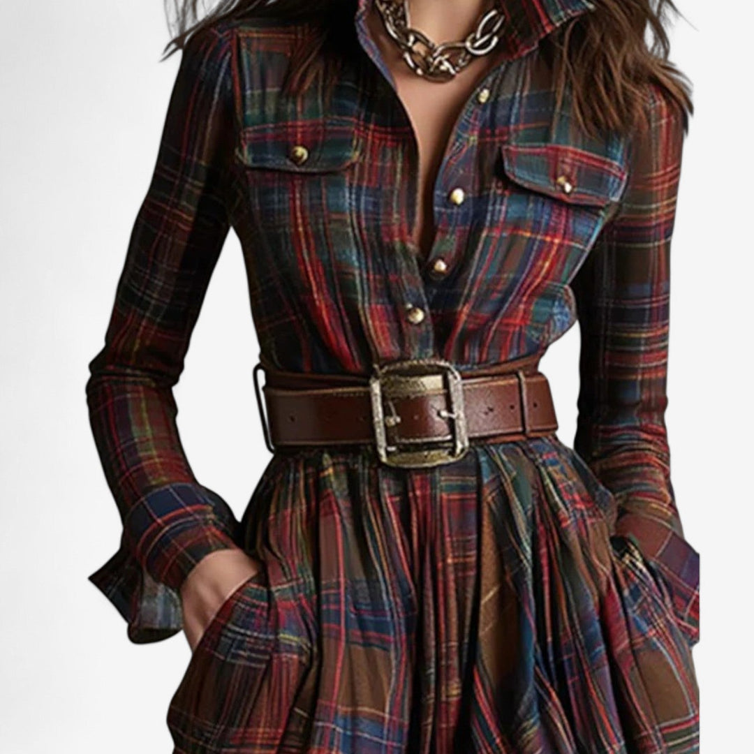 Aria™ | Timeless Checkered Maxi Dress