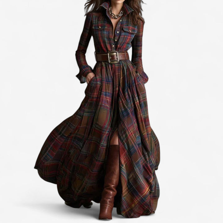 Aria™ | Timeless Checkered Maxi Dress