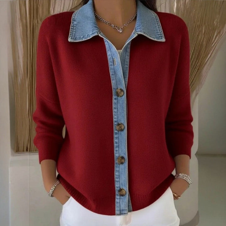 Athena | Denim Collar Knit Sweater