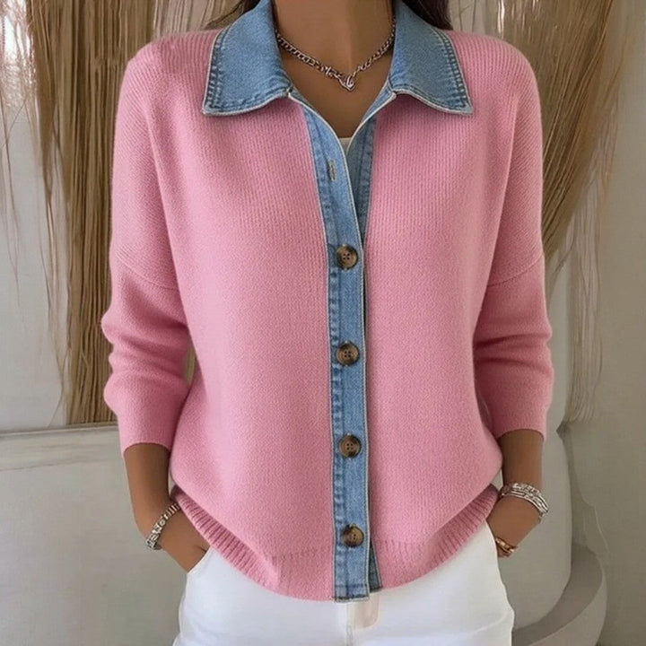 Athena | Denim Collar Knit Sweater