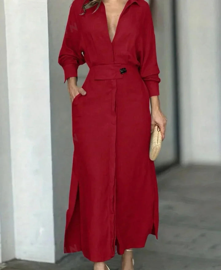 Jeanette™ | Elegant Maxi Dress with V-Neck
