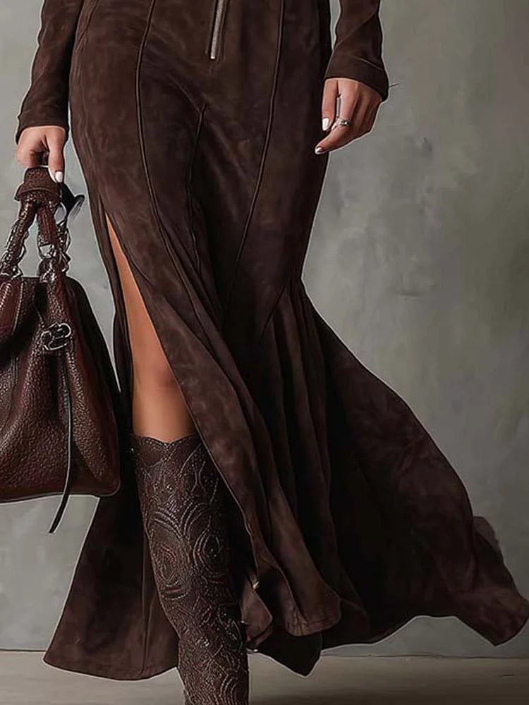 Roda | Suede Long Dress