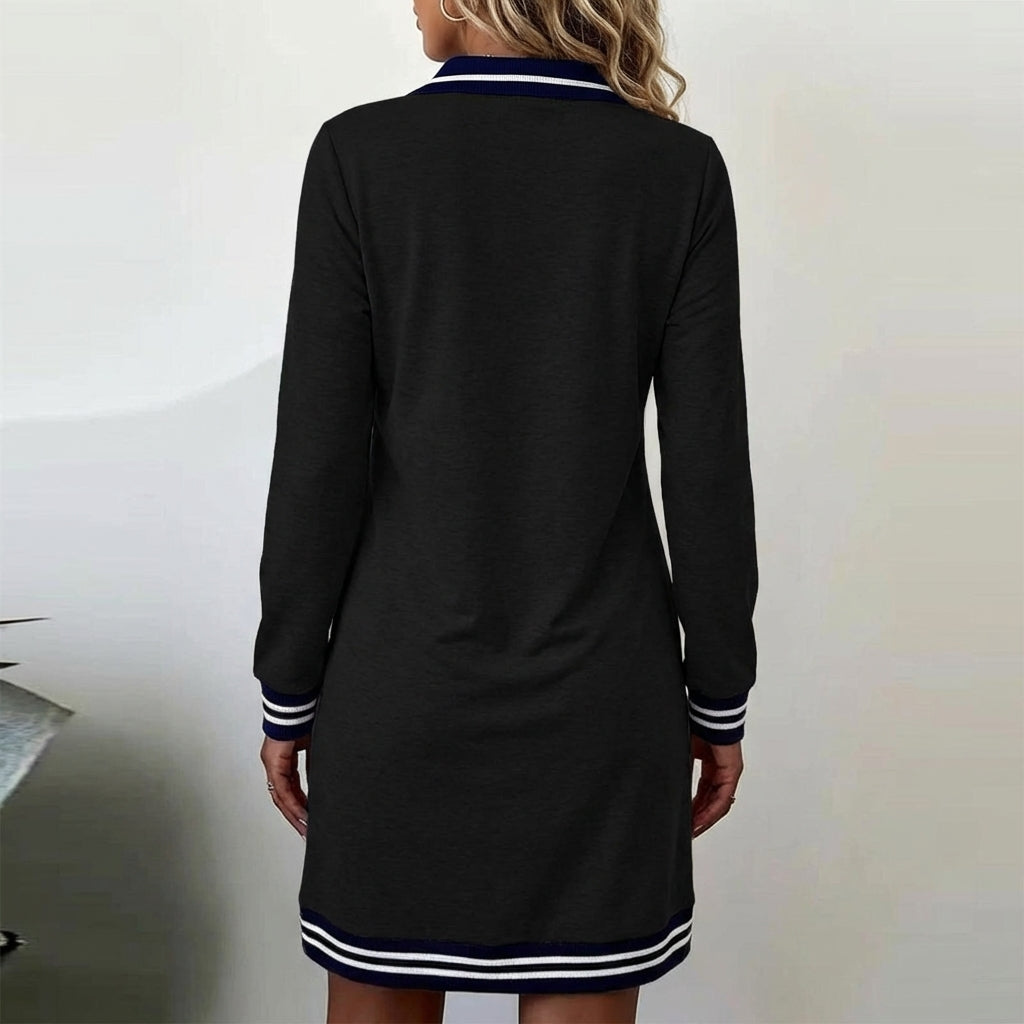 Krystalle | Casual Long-Sleeve Dress with Zipper Closure