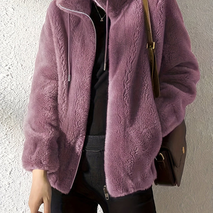 Nina | Casual warm teddy jacket with drawstring and zipper