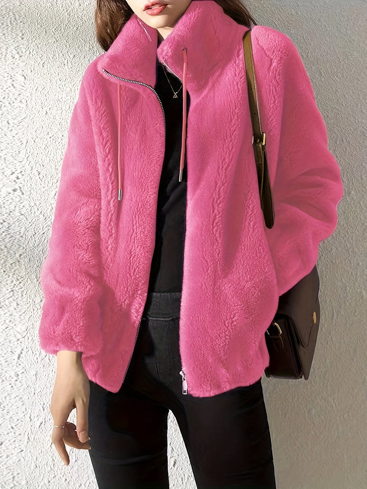 Nina | Casual warm teddy jacket with drawstring and zipper