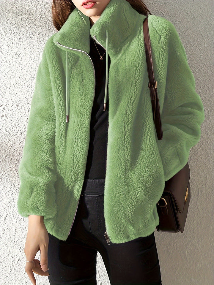 Nina | Casual warm teddy jacket with drawstring and zipper