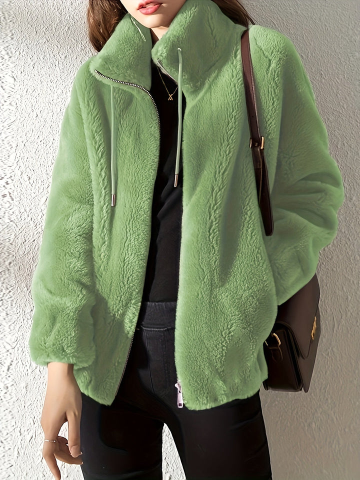 Nina | Casual warm teddy jacket with drawstring and zipper